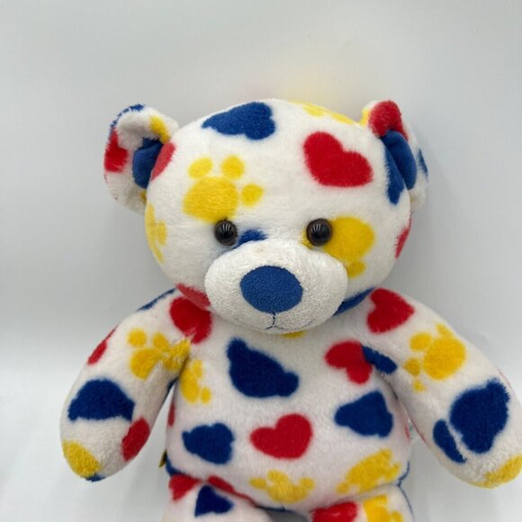 BAB 2011 White Bear with RED Hearts Yellow Paw Prints Blue Bear build a bear toy - Picture 2 of 12